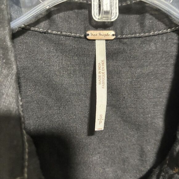 FREE PEOPLE Womens Shirt Breezy Morning Relaxed Casual Black Size Small Buttons - Picture 5 of 11